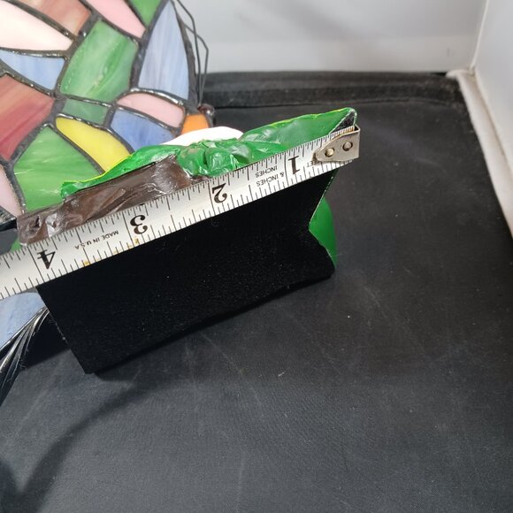 Vintage Stained Tiffany Style Glass Butterfly Table Desk Lamp - Picture 5 of 14